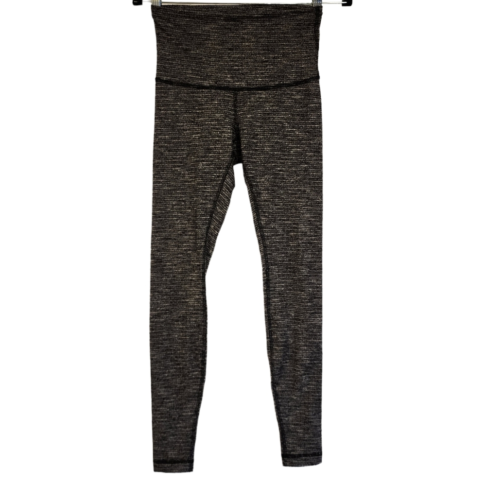 Lululemon Textured Black & White Full Length Leggings Activewear Gym Workout 8